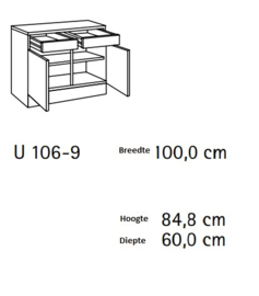 Buffet onderkast twee lades mat zwart 100x50 cm