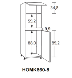 Hoge koel ovenkast 211,8 x 58,4 x 60 cm Bengt wit