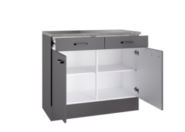 Onderkast twee lades twee deur 100x50x88 cm antraciet