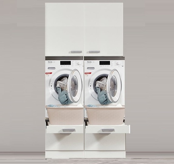 120 cm set hoog tbv Droger en wasmachine kast SALO wit