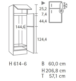 Koel vries combinatie kast 60 x 211,8 x 58,4 cm Ingvar antraciet