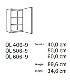 Bovenkast MONZA 60x89,6 hoog
