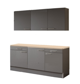 Keuken 180cm 2 lades INGVAR mat antraciet