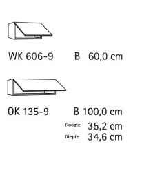 Bovenkast met klepdeur 60cm of 100cm Imola