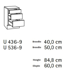Onderkast Elba 50x60x82cm 3 x lades edel beuken decor