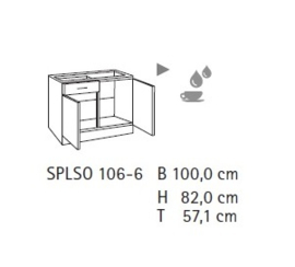 Onderkast 1x lade tbv spoelbak wit 100x57x82 cm zonder werkblad