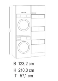 123,2 cm wasmachine / droger set kast MUBO wit