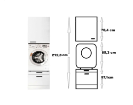 212,8 cm wasmachine / droger opstelling MUBO wit