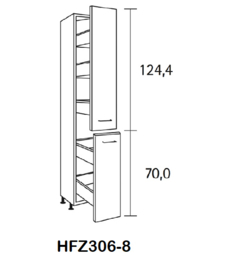 Hoge Apothekerskast Bengt 30 x  211,8 x 58,4 cm mat wit