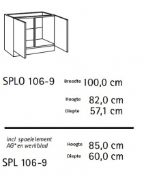 spoelkast 100x60 zonder werkblad MONZA