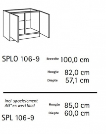 Spoelbak met onderkast steigerhout 100x50x85 cm
