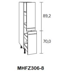 Hoge Apothekerskast lasse 30 x 58,4 x  211,8 cm licht eiken