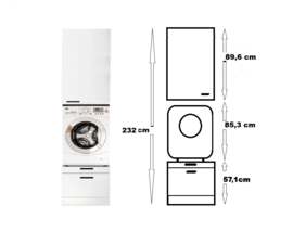 232 cm wasmachine / droger kast MUBO wit