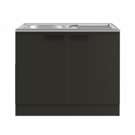 Spoelonderkast antraciet met RVS werkblad 100x50x88 cm