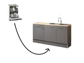 Keuken 150cm vaatwasser INGVAR mat antraciet