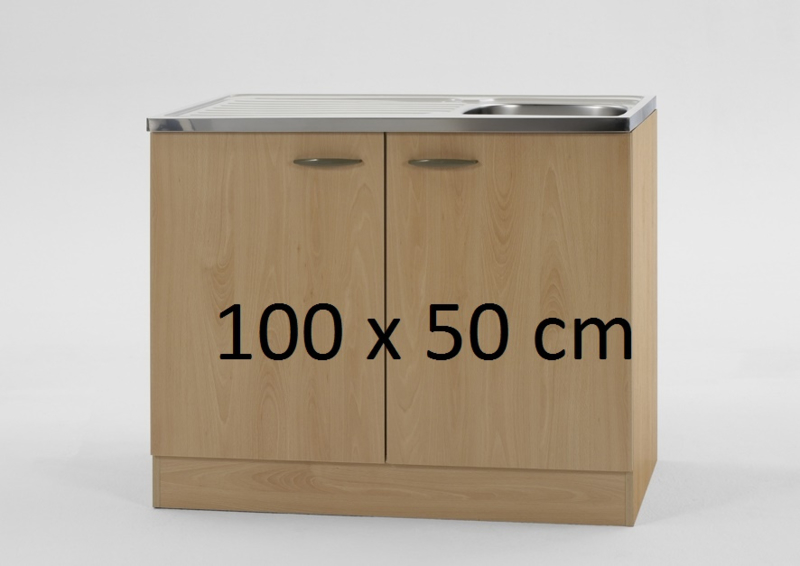 Jonge dame Christus Rodeo Spoelbak RVS onderkast beuken 100x50 | Keuken-actie (Afvoer incl. overloop  set (exclusief syphon): Nee,Kraangat: Nee,Bijpassende kraan: Nee,Syphon  aansluit set: Nee,Boiler: Nee,Montage (exclusief installatie): Nee,4 stuks  stelpoten: Nee,Siliconen kit ...