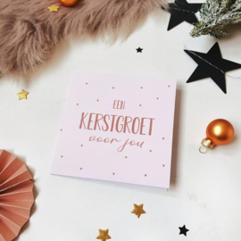 Dubbele kerstkaart; kerstgroet voor jou met glitterlak en envelop