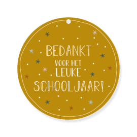 Ronde oker gele kaart Bedankt voor dit schooljaar