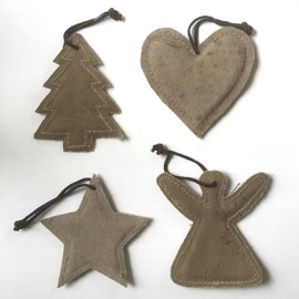 Kerst hangers, Canvas, set van 4