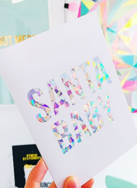 Kerstkaart Holographic Santa Baby  |  Studio Stationery