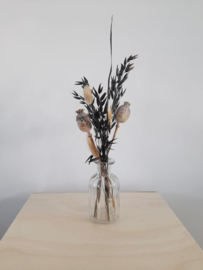 Droogbloemen Ribbel vaasje  |  Zwart/ Bruin