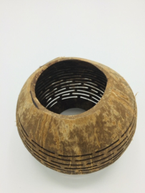 Kokosnoot waxinehouder streepjes   |  Maat L