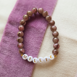 Elastieken naamarmbandje | luxe purple