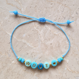 Naamarmbandje | Blauw met hartje