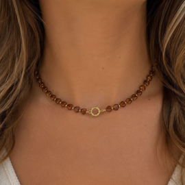 Ketting - mini hartjes - bruin