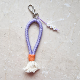 Sleutelhanger | Macramé lila oranje