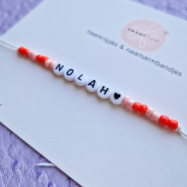 Naamarmbandje | color block | Pink - red