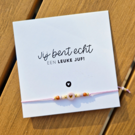 Kaartje voor juf & armbandje naar keuze