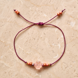 Armbandje | Klaver crystal roze