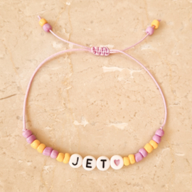 Naamarmbandje | color block | Lila - yellow