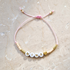 Naamarmbandje | Beige Sparkle
