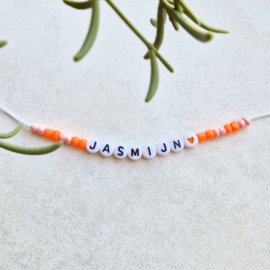 Naamarmbandje | color block |  Pink - orange