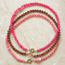 Ketting - mini hartjes - fuchsia roze