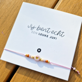 Kaartje voor juf & armbandje naar keuze