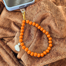 Cognac tassel | telefoonkoord