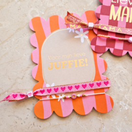 Kaart voor lieve juffie met 2 armbandjes