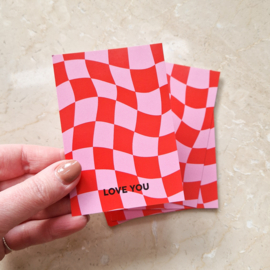 Minikaartje rood-roze | love you