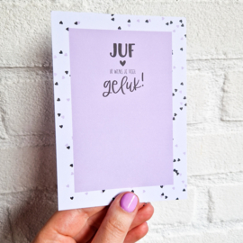 Kaart met geluk armbandje voor JUF
