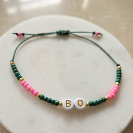 Naamarmbandje | Green pink