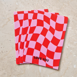 Minikaartje rood-roze | love you