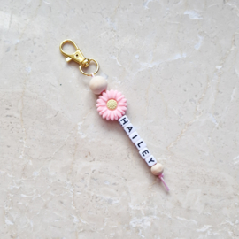 Sleutelhanger | Bloem roze