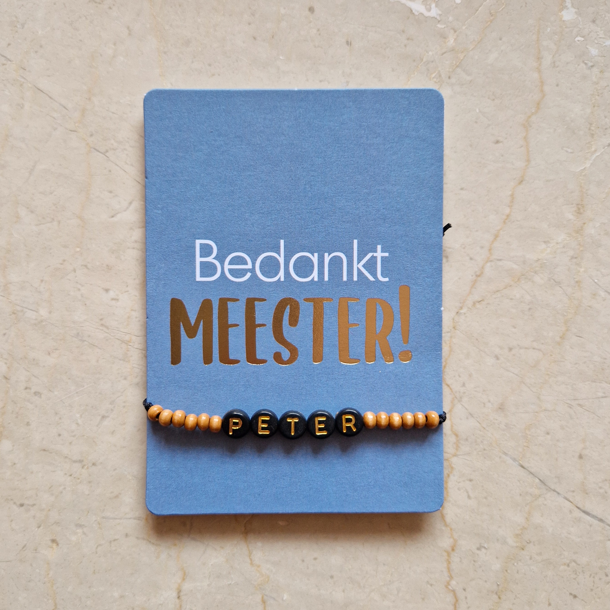 Minikaartje meester + stoer armbandje