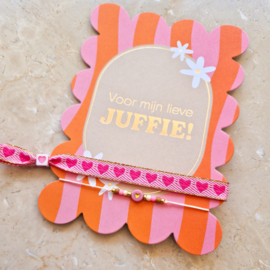 Kaart voor lieve juffie met 2 armbandjes
