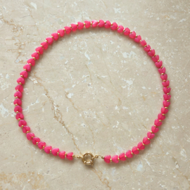 Ketting - mini hartjes - fuchsia roze