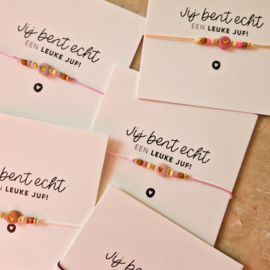 Kaartje voor juf & armbandje naar keuze