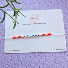 Naamarmbandje | color block | Pink - red